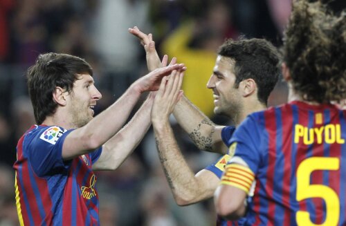 Lionel Messi a reușit o triplă în meciul cu Malaga foto: reuters