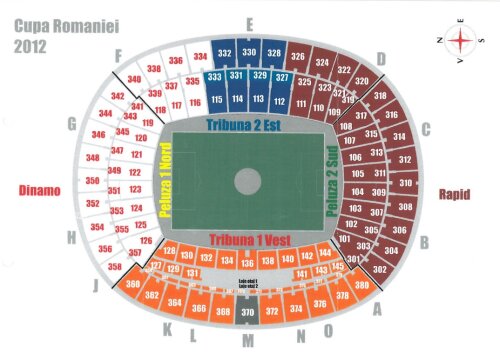Acestea sînt sectoarele destinate suporterilor rapidiști și dinamoviști pentru finala Cupei