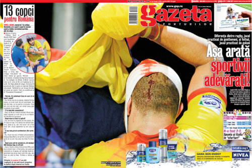 Aşa arată pagina întîi de marţi a Gazetei Sporturilor