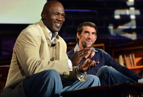 Michael Jordan şi Michael Phelps au avut o întîlnire scurtă, dar intensă şi emoţionantă