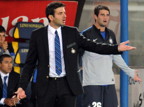 Miercuri seară, Chivu (dreapta) l-a ajutat pe Stramaccioni, antrenorul lui Inter, doar la proteste. Duminică, ar putea fi titular cu Fiorentina // Foto: Guliver/GettyImages