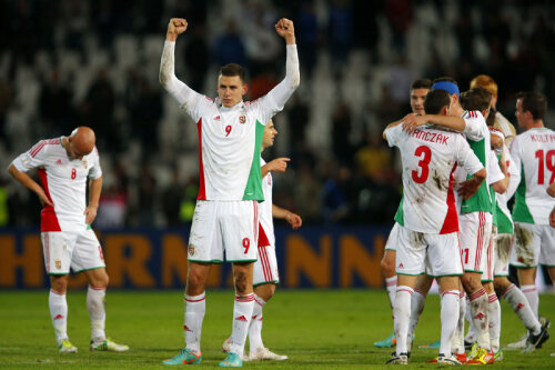 Jucătorii Ungariei exultă după victoria cu Turcia