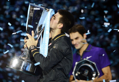 Novak Djokovici cu cel de-al doilea trofeu cucerit în Turneul Campionilor.