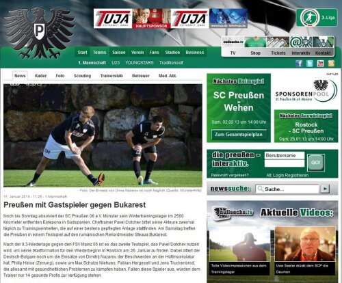 Captură de pe siteul oficial al nemților, care anunță amicalul cu Steaua