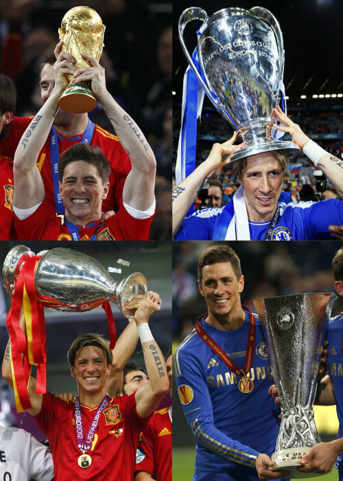Torres și trofeele sale. Spaniolul a costat-o 58 milioane euro pe Chelsea în ianuarie 2011