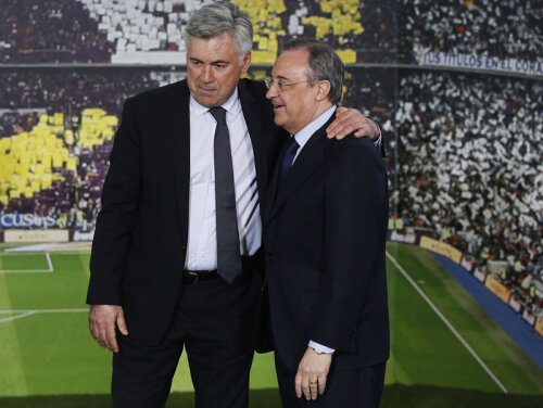 Ancelotti, stînga, i-a promis președintelui Perez: 