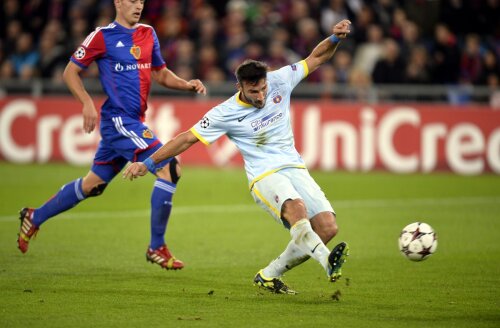 Piovaccari, 29 de ani, e cel care a avut cea mai mare contribuţie la calificarea Stelei în grupele Ligii, marcînd în ambele meciuri cu Legia Varşovia, în play-off // Foto: Ștefan Constantin (Basel)