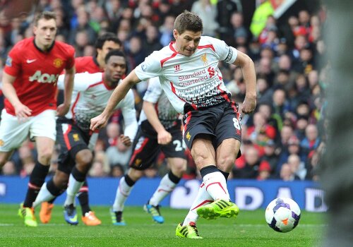 Cu cele două goluri din 11 metri de pe Old Trafford, căpitanul Gerrard are 26 și a devenit al treilea marcator de penaltyuri din istoria Premier League