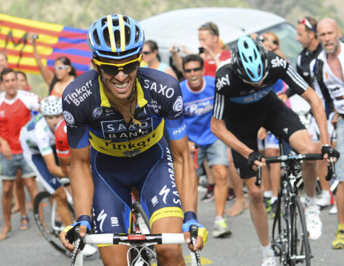 Alberto Contador, prim-plan, și Chris Froome, foto: reuters
