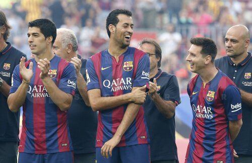 Luis Suarez, Sergio Busquets, Lionel Messi, foto: Reuters