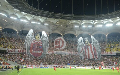 Fanii dinamoviști au făcut spectacol la ultimul meci jucat de Dinamo în Liga 1 pe Național Arena, 1-2 cu Steaua, pe 11 august 2013