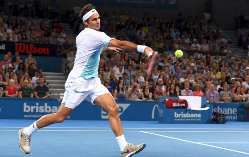 Roger Federer în meciul cu Grigor Dimitrov, la Brisbane, foto: reuters