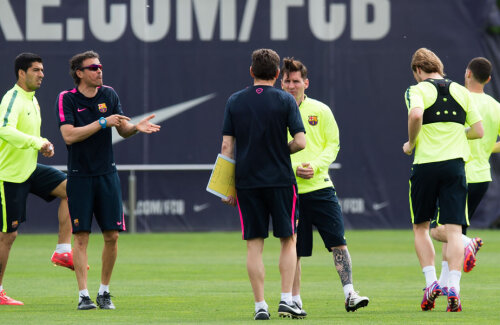 Messi și Suarez, foarte concentrați la indicațiile date ieri la antrenament de Luis Enrique // FOTO Guliver/GettyImages