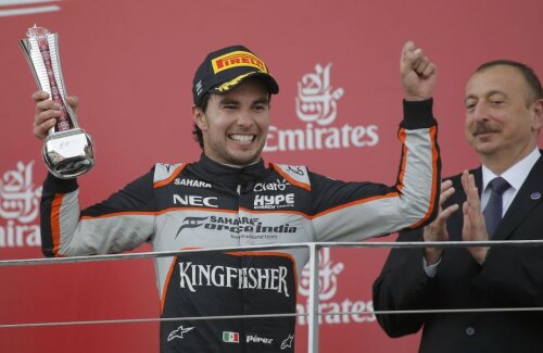 Perez, pe podium la Baku // Foto: Reuters