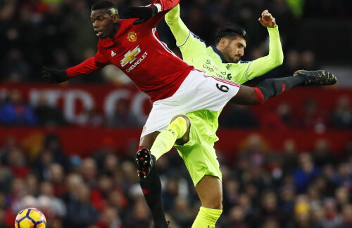 Pogba, numărul 6, mâna moartă a lui United în derby-ul cu Liverpool // Foto: Reuters