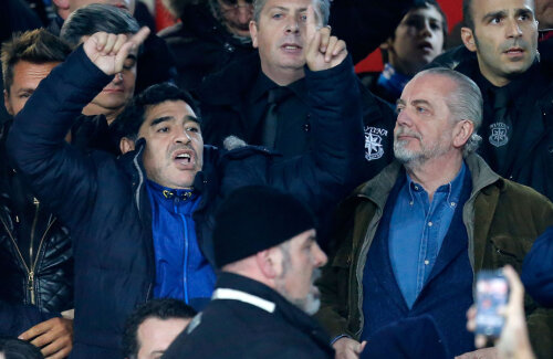 Maradona va fi azi alături de Aurelio De Laurentiis, actualul președinte napoletan, în loja de pe 