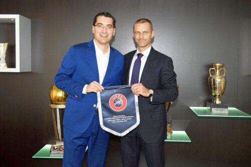 Răzvan Burleanu și Aleksander Ceferin, președintele UEFA // FOTO: frf.ro