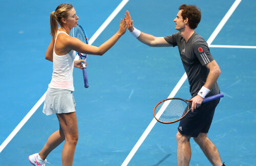 Maria Șarapova și Andy Murray au jucat împreună la dublu la prima ediție a IPTL, în 2014 // FOTO Guliver/GettyImages