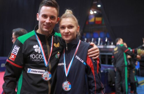 Dana Dodean-Monteiro și soțul ei, Joao, ambii cu medalii europene la gât FOTO ittfworld