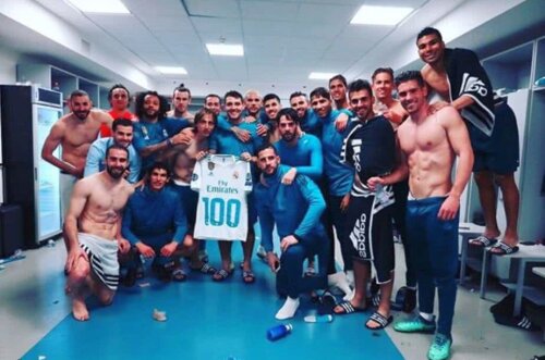 Poza de grup realizată de jucătorii lui Real Madrid la finalul meciului cu Juventus
