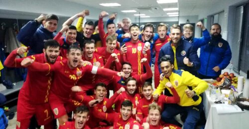 Bucuria generației U19 după 8-0 cu Gibraltar