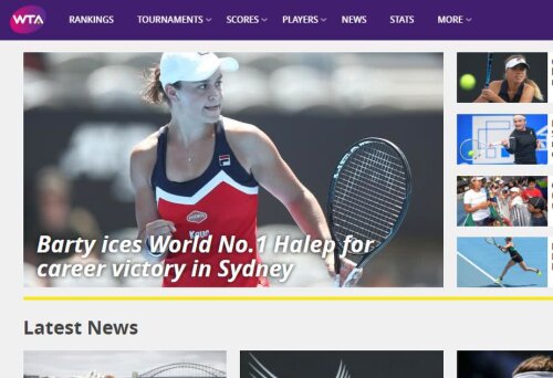 Captură de pe site-ul WTA