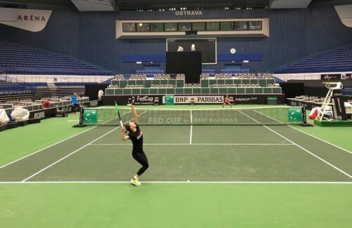 Simona Halep s-a antrenat astăzi la Ostrava // Sursă foto: Twitter Simona Halep