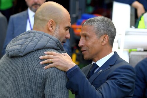 Chris Hughton și Pep Guardiola // FOTO: Guliver/GettyImages