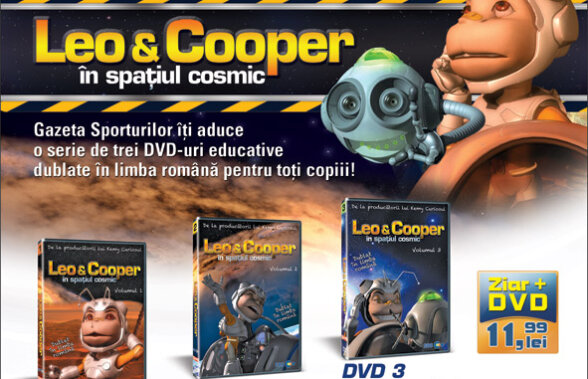 Azi, cu Gazeta Sporturilor, ai al treilea DVD al seriei "Leo şi Cooper în spaţiul cosmic”!