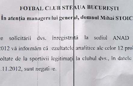 Nu se dopează! Steaua a publicat rezultatele controalelor