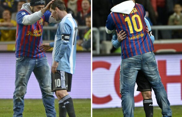 VIDEO Momente de tandreţe în Suedia-Argentina » Messi a fost sărutat pe frunte de un fan