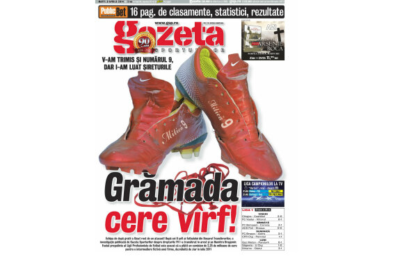 Mesaj inedit pe coperta specială a Gazetei de azi: "Grămada cere vîrf"