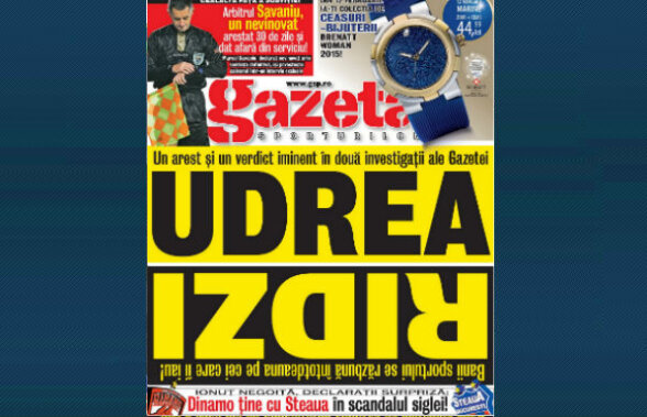 Ridzi - Udrea derby penal » Un arest şi un verdict iminent în două investigaţii ale Gazetei. Banii sportului se răzbună întotdeauna pe cei care îi iau!