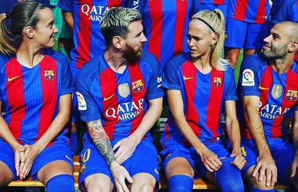 Messi, luat la țintă la poza de grup cu echipa feminină: "Leo, crezi că ești mai bun ca noi?" :)