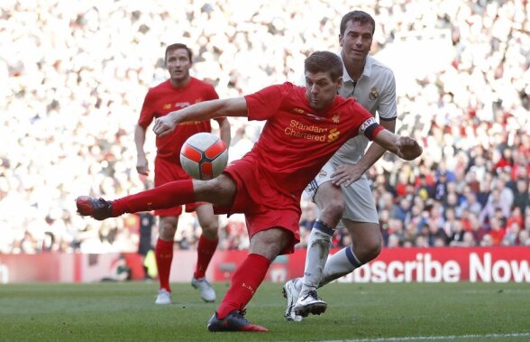 VIDEO + FOTO Spectacol nostalgic superb între legendele lui Liverpool și Real Madrid » Steven Gerrard, evoluție stelară la revenirea pe Anfield