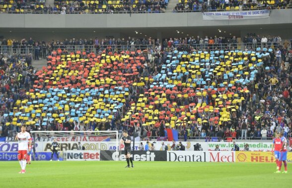 Crainicul Arenei Naţionale a citit înaintea meciului un mesaj mobilizator pentru cei 20.000 de fani roş-albaştri prezenţi la meciul cu Dinamo