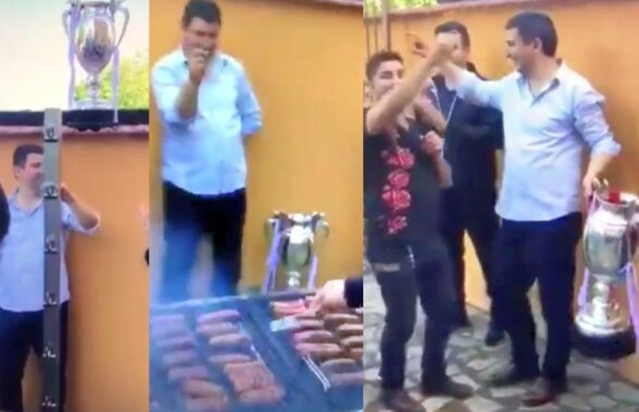 VIDEO Mici și manele fără număr! » Unde a ajuns trofeul donat de Țiriac, la 24 de ore după ce Voluntari a câștigat finala Cupei