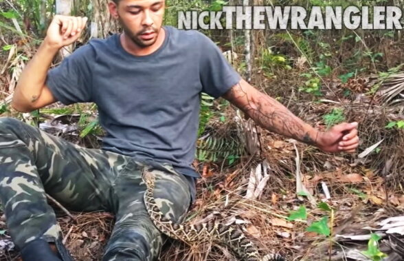 VIDEO Imagini terifiante! Şi-a pus viaţa în pericol lăsând un şarpe veninos să urce pe corpul său