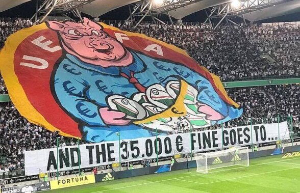 FOTO Ultrașii Legiei șochează cu o nouă coregrafie în care distrug UEFA: "Iar amenda de 35.000 de euro merge la..."
