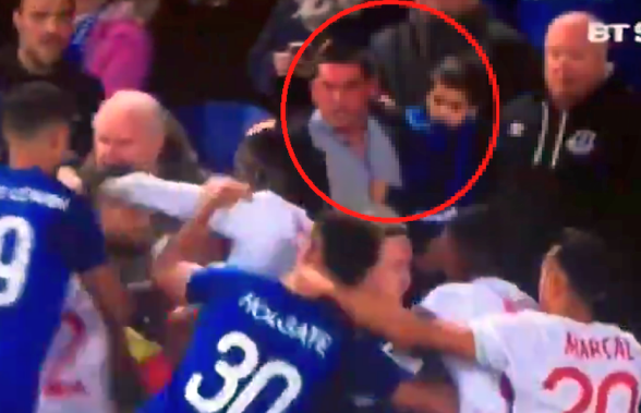 Everton suspendă pe viață fanul care s-a bătut cu copilul în brațe!