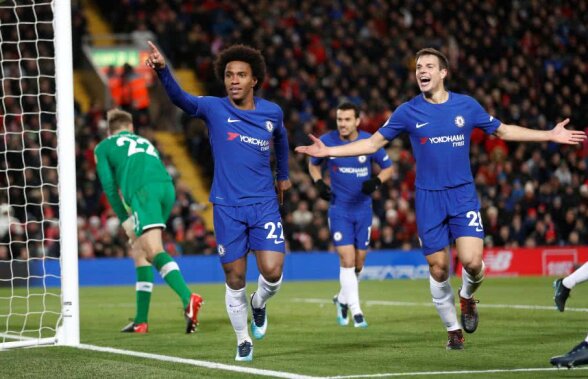 Willian o salvează pe Chelsea în meciul de la Liverpool, cu un gol senzațional » Campioana este la 8 puncte de liderul Manchester City