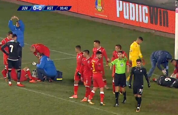 VIDEO Accidentare îngrozitoare în Juventus București - Astra: și-a rupt piciorul când a provocat un penalty