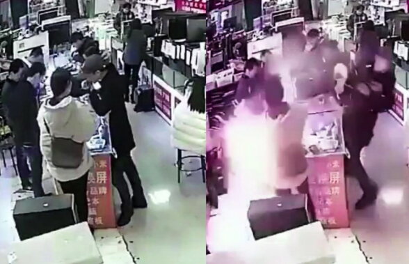 VIDEO Şocant! Bateria unui telefon a explodat după ce un bărbat a băgat-o în gură