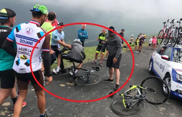 TURUL FRANȚEI. Nou scandal în Turul Franței: Chris Froome, izbit de un jandarm! + imagini șocante cu un spectator și tricoul galben