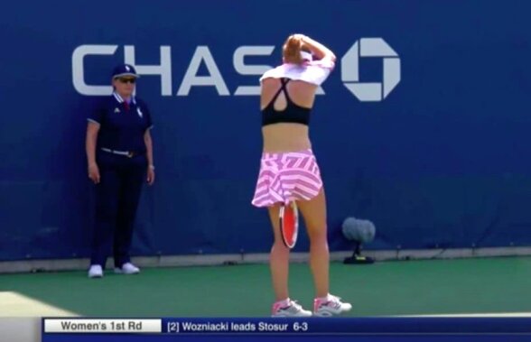 VIDEO Episod controversat la US Open » Alize Cornet, sancționată pentru că și-a scos tricoul pe teren: "Dar bărbații se pot schimba"