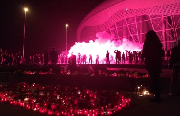 VIDEO+FOTO Peluza Sud '97 Craiova a venit la căpătâiul lui Ilie Balaci: "Tu ne-ai învățat ce înseamnă să iubești Craiova, ducând Știința peste tot în Europa"