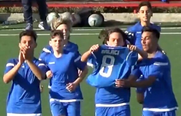VIDEO Emoționant! Nepotul lui Ilie Balaci a înscris un gol superb din lovitură liberă, apoi i-a dedicat reușita bunicului său