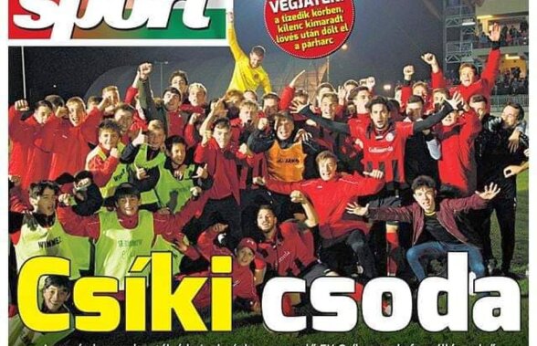 ”Csiki minunea!” Victoria fantastică a lui Csikszereda în fața lui Dinamo, pe prima pagină din Nemzeti Sport