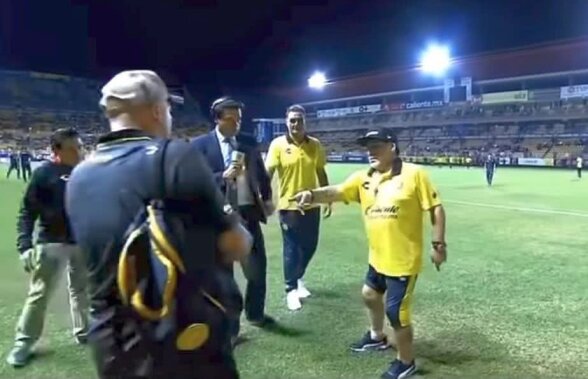 VIDEO Diego Maradona e la un pas de promovare, dar a făcut un scandal uriaș! S-a certat cu arbitrii și a dat afară un jurnalist
