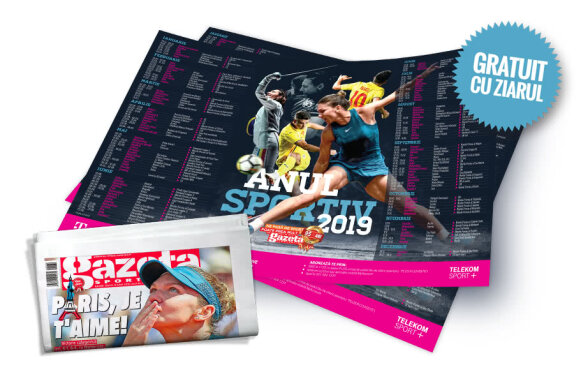 Miercuri, 9 ianuarie Gazeta Sporturilor și Telekom Sport îți oferă gratuit afișul Anul Sportiv 2019!